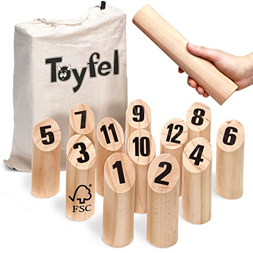 Toyfel Tölky Indoor & Outdoor Wurfspiel aus Finnland – Schweden Schach aus FSC® Holz – Lustiges Holzwurfspiel Garten Outdoor Spielzeug für Kinder & Erwachsene