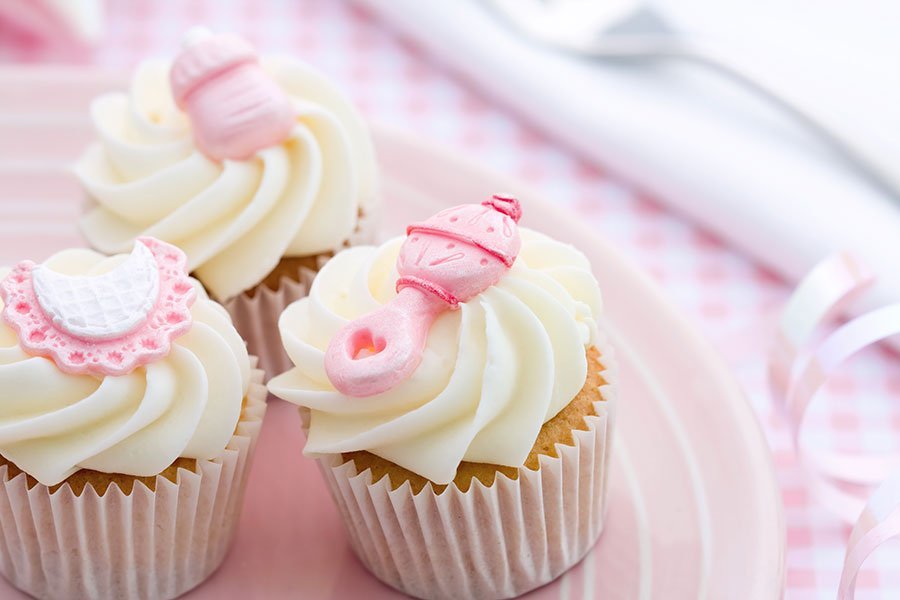 Cupcakes fuer die Candybar bei der Babyparty